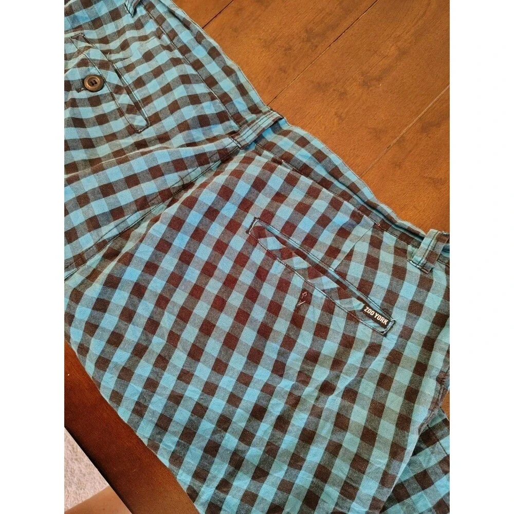 Mens Zoo York Blue‎ And Black Plaid Casual Shorts Size 36